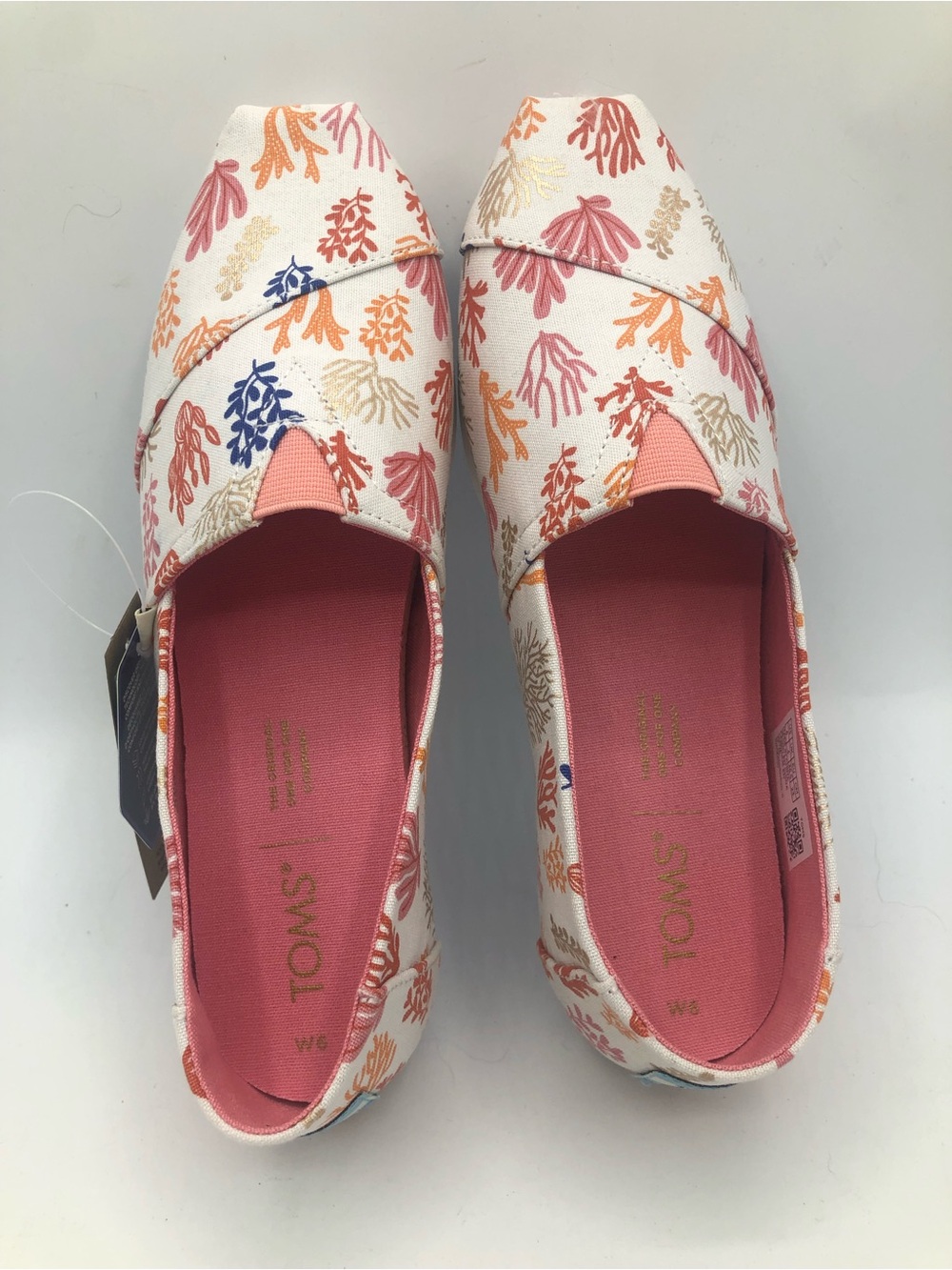 Toms Coral Print Canvas Slip-Ons - White, Pink, Orange, Blue, Tan - Picture 6 of 10